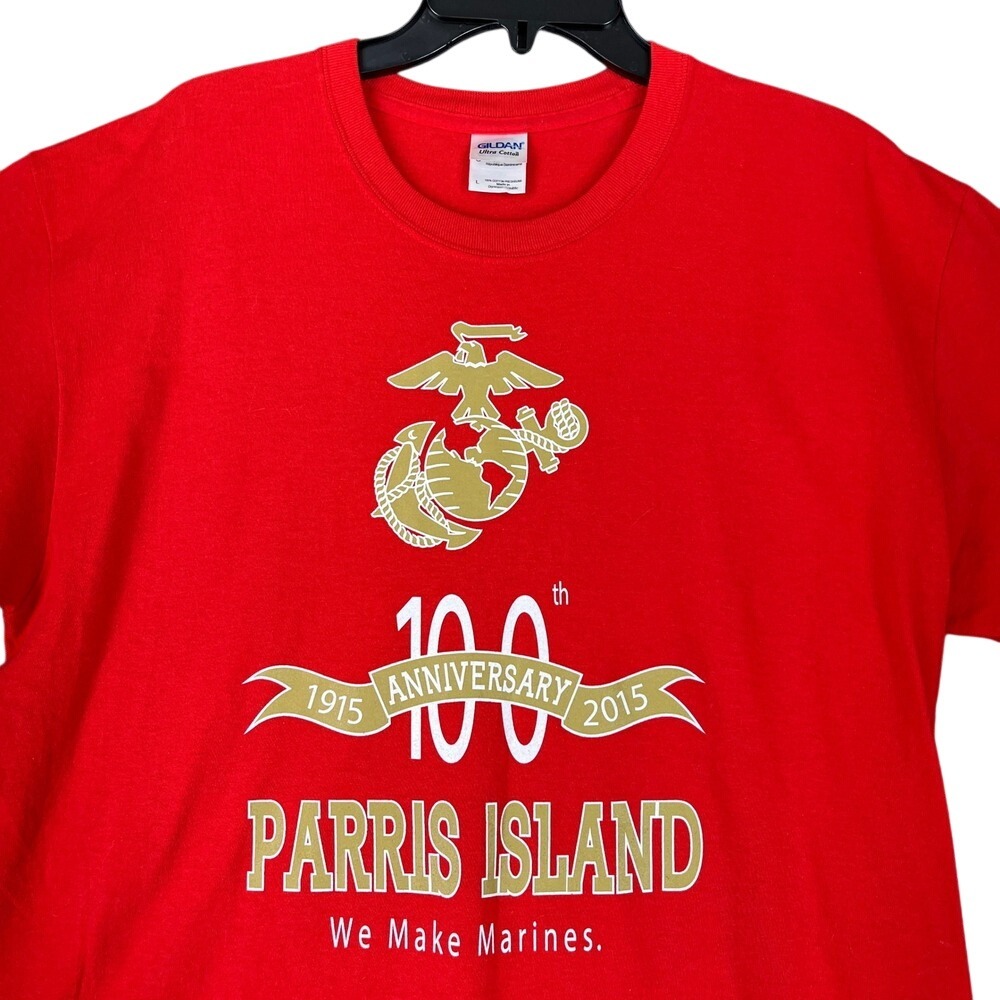 Parris Island USMC 100th Anniversary‎ Tee Mens L Military Graphic Marines Pride